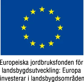 EU-flaggan med texten Europeiska jordbruksfonden för landsbygdsutveckling: Europa investerar i landsbygdsområden